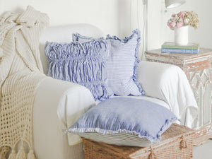 Vintage style stripes cushion covers in blue colour for your sofa, diwan or bed